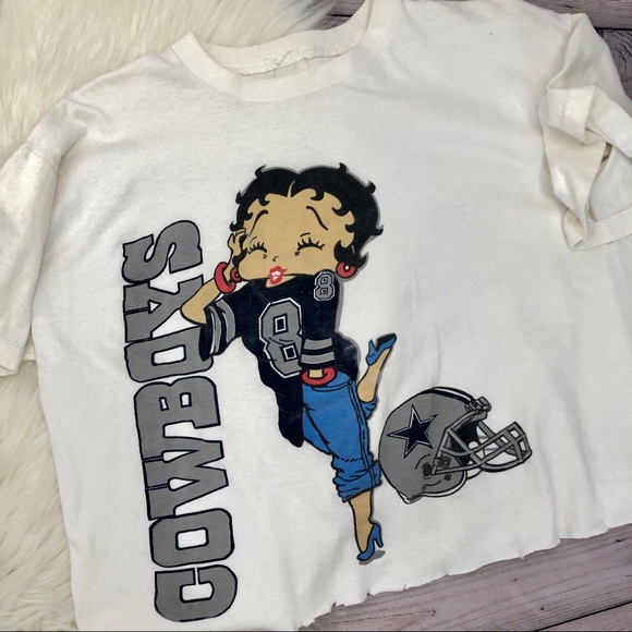 Betty Boop Tops - Vintage Dallas Cowboys Betty Boop cropped T-shirt